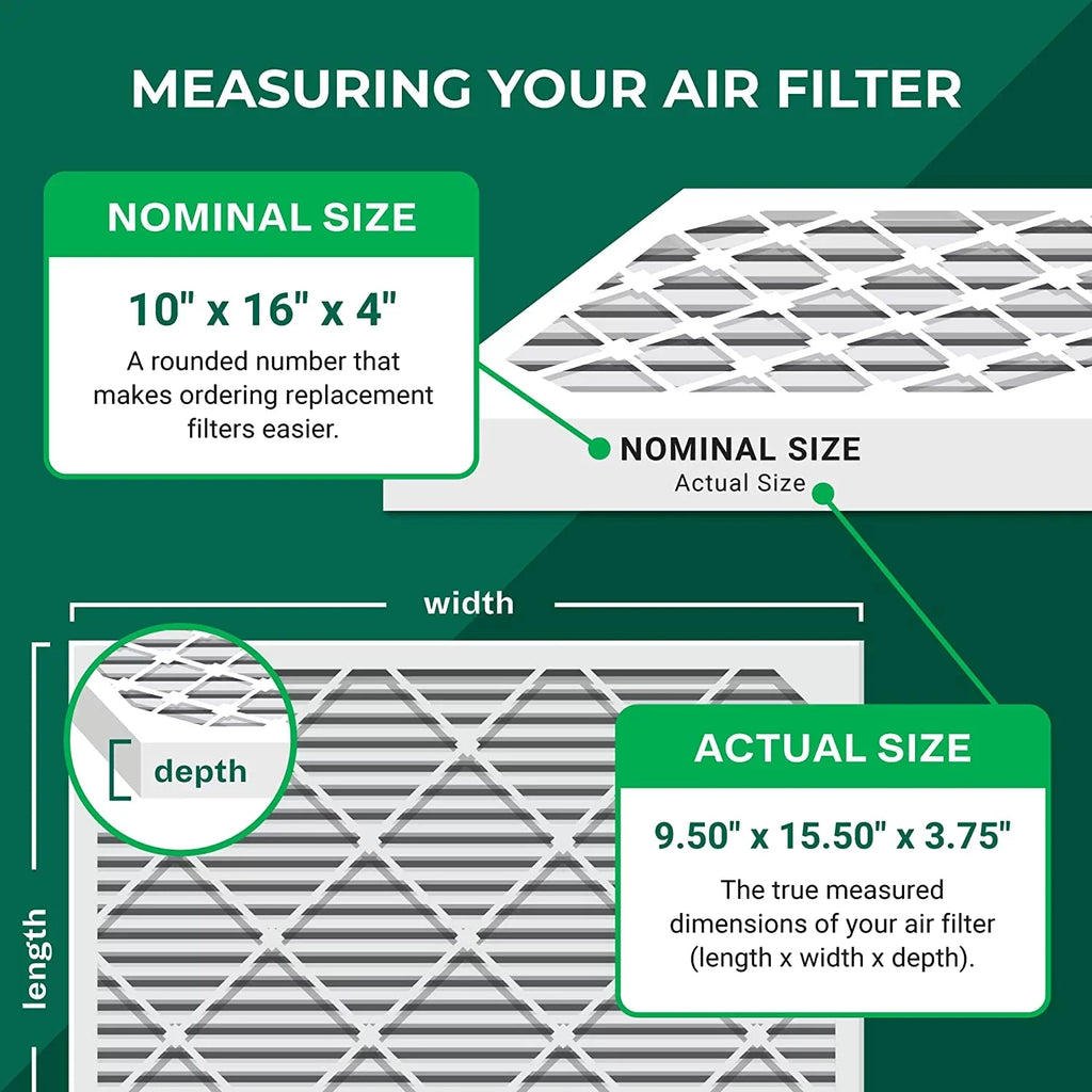 Filterbuy 10x16x4 MERV 11 Pleated HVAC AC Furnace Air Filters (3-Pack)