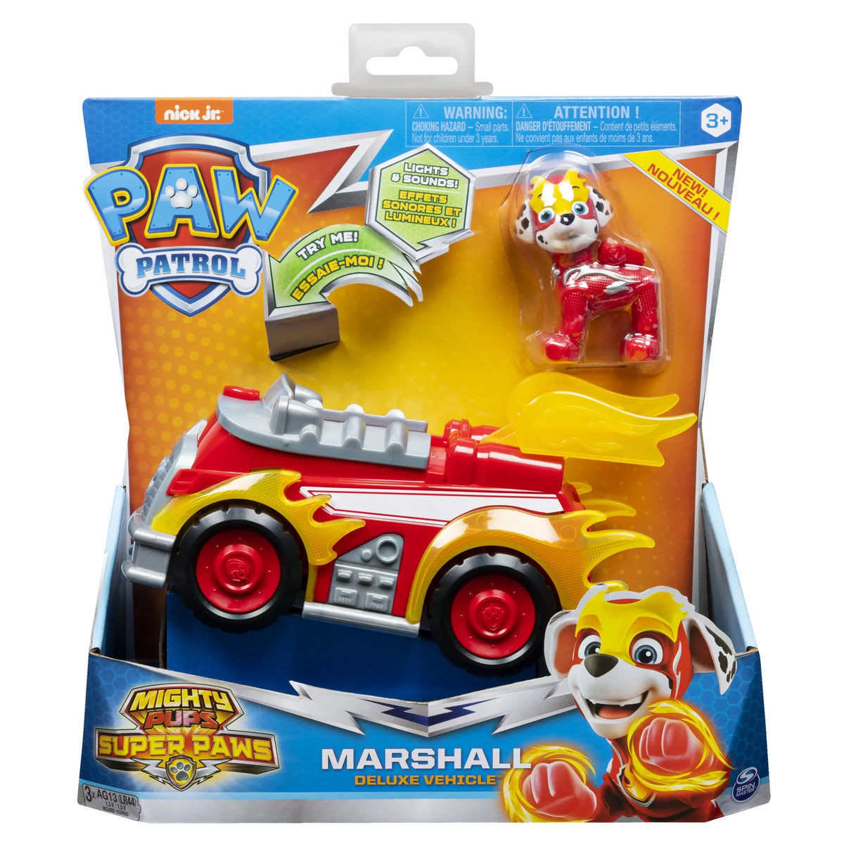 PAW Patrol, Mighty Pups Super PAWs Marshall’s Deluxe Vehicle with Lights and Sounds
