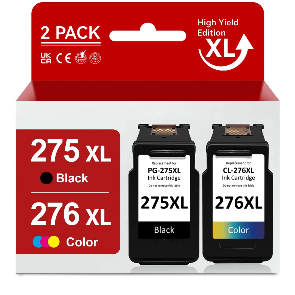 275XL 276XL Ink Cartridge for  Ink 275 and 276 PG-275 XL CL-276 XL High Capacity Combo Pack suitable with  PIXMA TS3500 TS3520 TS3522 TR4700 TR4720 TR4722 Printer (1 Black, 1 Tri-Color)