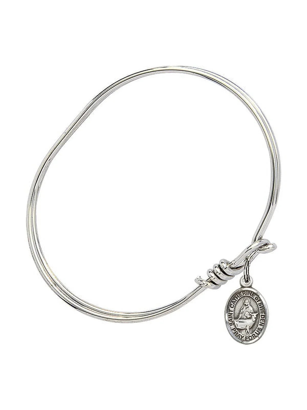 Catherine of Sweden in Sterling Silver. 5 3/4 inch Oval Eye Hook Bangle Bracelet w/ St