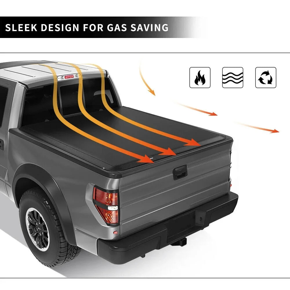 Ledkingdomus 6.4 ft Bed Soft Tri-Fold Truck Bed Tonneau wrap for 2019-2023 Ram 1500 Without Rambox