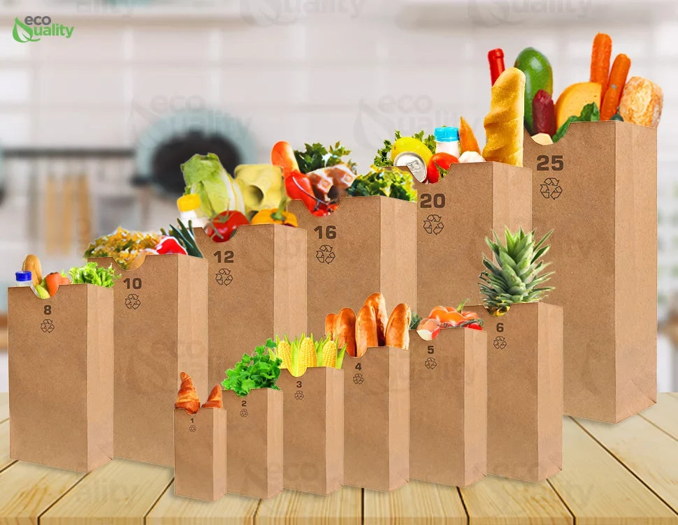 [1500 Count] Mini Brown Kraft Paper Bag (2 lb) Small - Paper Lunch Bags, Small Snacks, Gift Bags, Grocery, Merchandise, Party Bags (4 5/16" x 2 7/16" x 7 7/8") (2 Pound Capacity) by EcoQuality