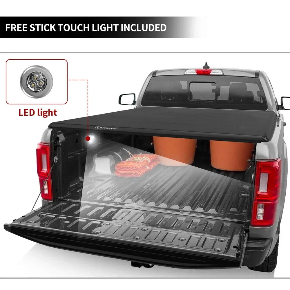 Ledkingdomus 6.4 ft Bed Soft Tri-Fold Truck Bed Tonneau wrap for 2019-2023 Ram 1500 Without Rambox
