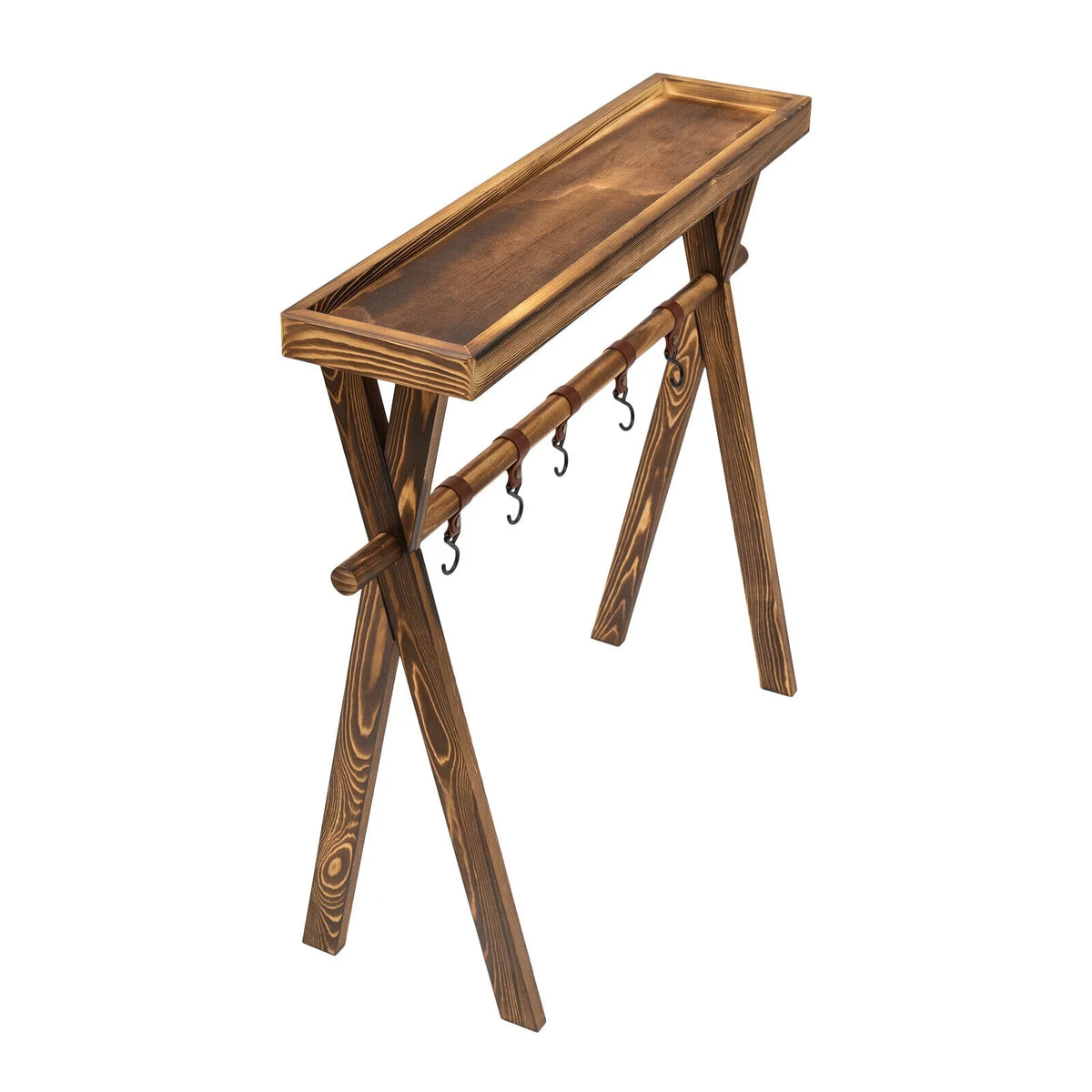 Miumaeov Wooden Portable Picnic Rack Outdoor Grill Rack Storage Table Shelf for Picnic, Camping, BBQ