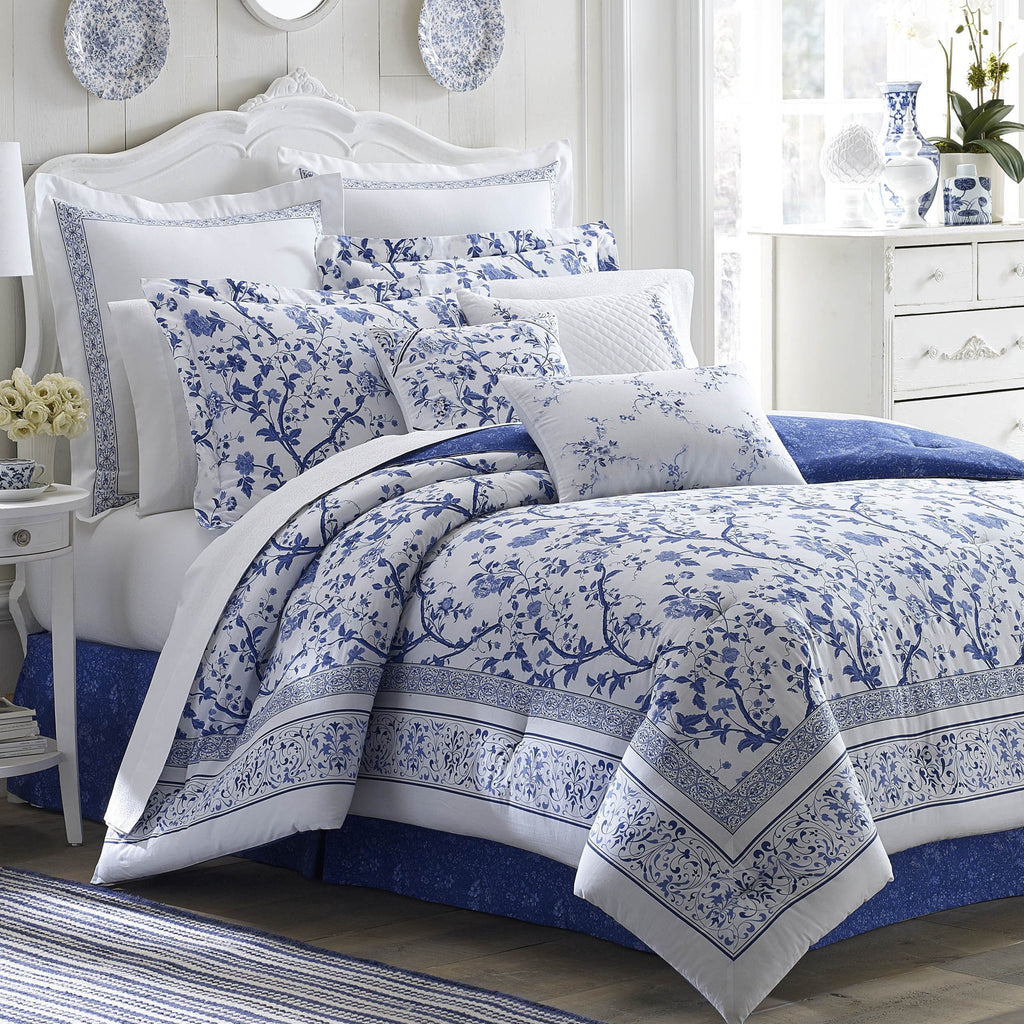 Laura Ashley Collection Perfect Decorative Throw Pillow, Premium Designer superior, Decorative Pillow for Bedroom Living Room and Home D cor, 1 Count (Pack of 1), Charlotte Blue/White Throw Pillow (16" x 20") Charlotte Blue/White
