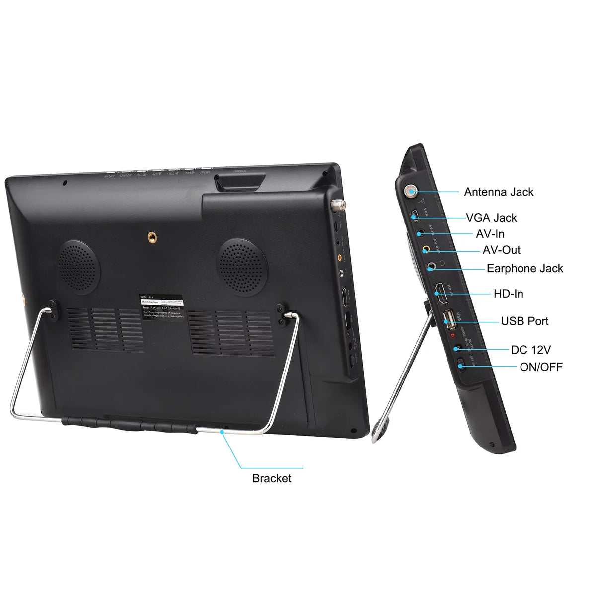 LEADSTAR D14 14-inch ATSC Digital TV Player Portable TV Car Television Multimedia Player  Radio  Card U Disk Playback with Remote Control