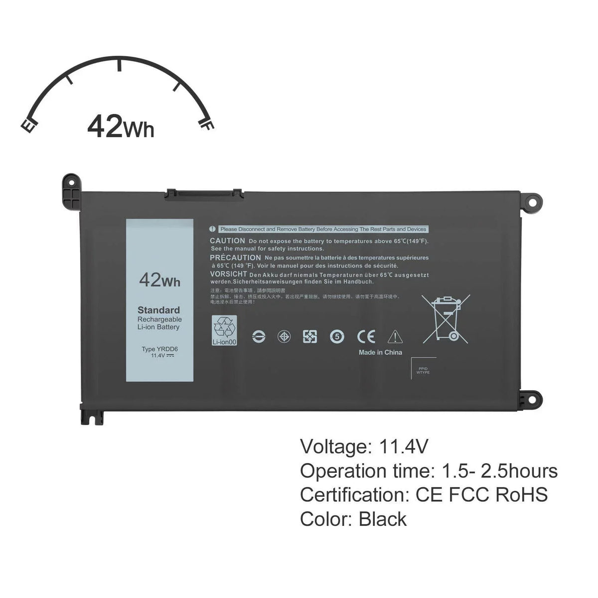 Type YRDD6 Battery For  Inspiron 14 5000 2-in-1 5480 5482 series VM732 FAST