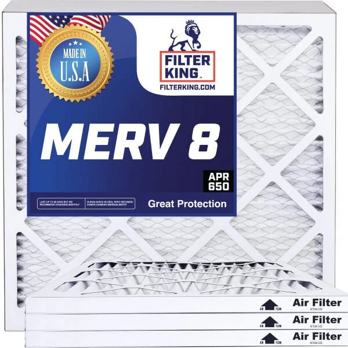 Filter King 12x27.5x1a Air Filter | 4-PACK | MERV 8 HVAC Pleated A/C Furnace Filters | MADE IN USA | Actual Size: 12 x 27.5 x .75"