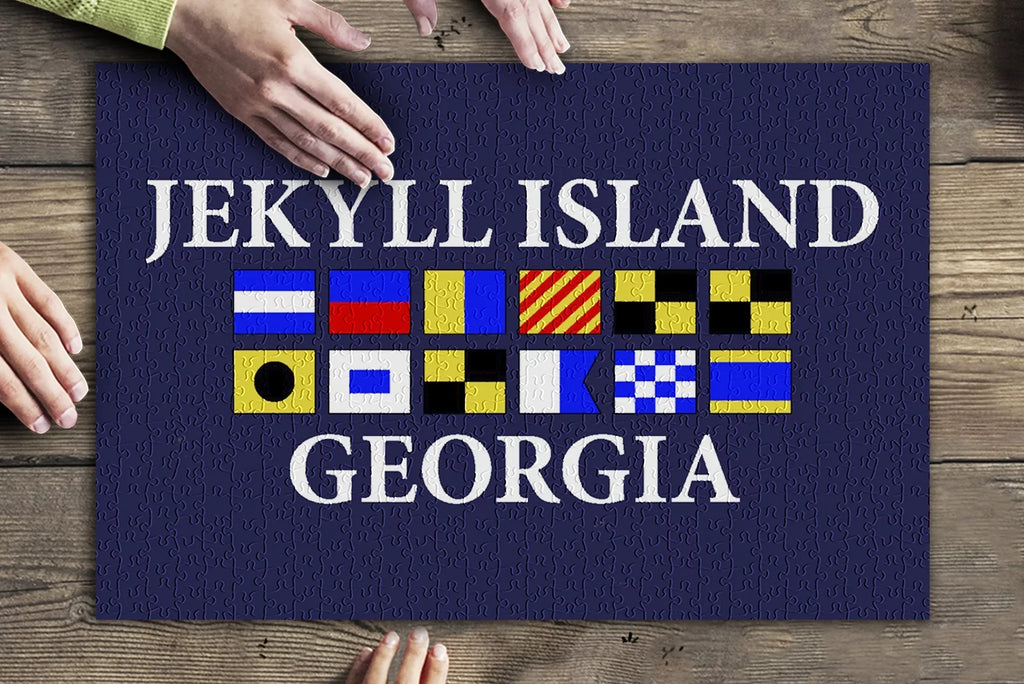 Jekyll Island, Georgia, Nautical Flags (19x27 inches, Premium 500 Piece Jigsaw Puzzle for Adults and Family, Made in USA)