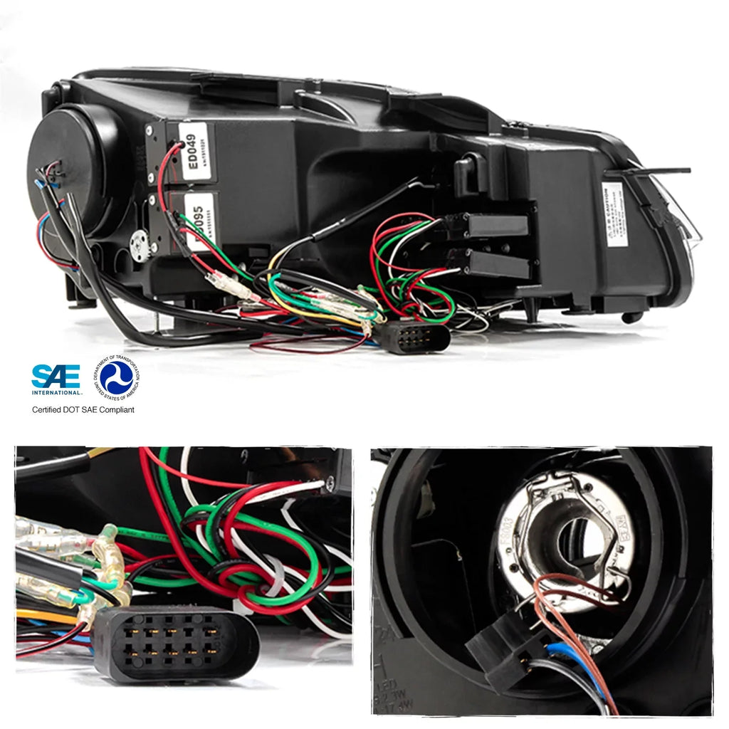AKKON - For 10-14 VW GOLF GTI [Red Stripe Dual U-Halo] LED Tube Black Bazel Projector Headlight Pair