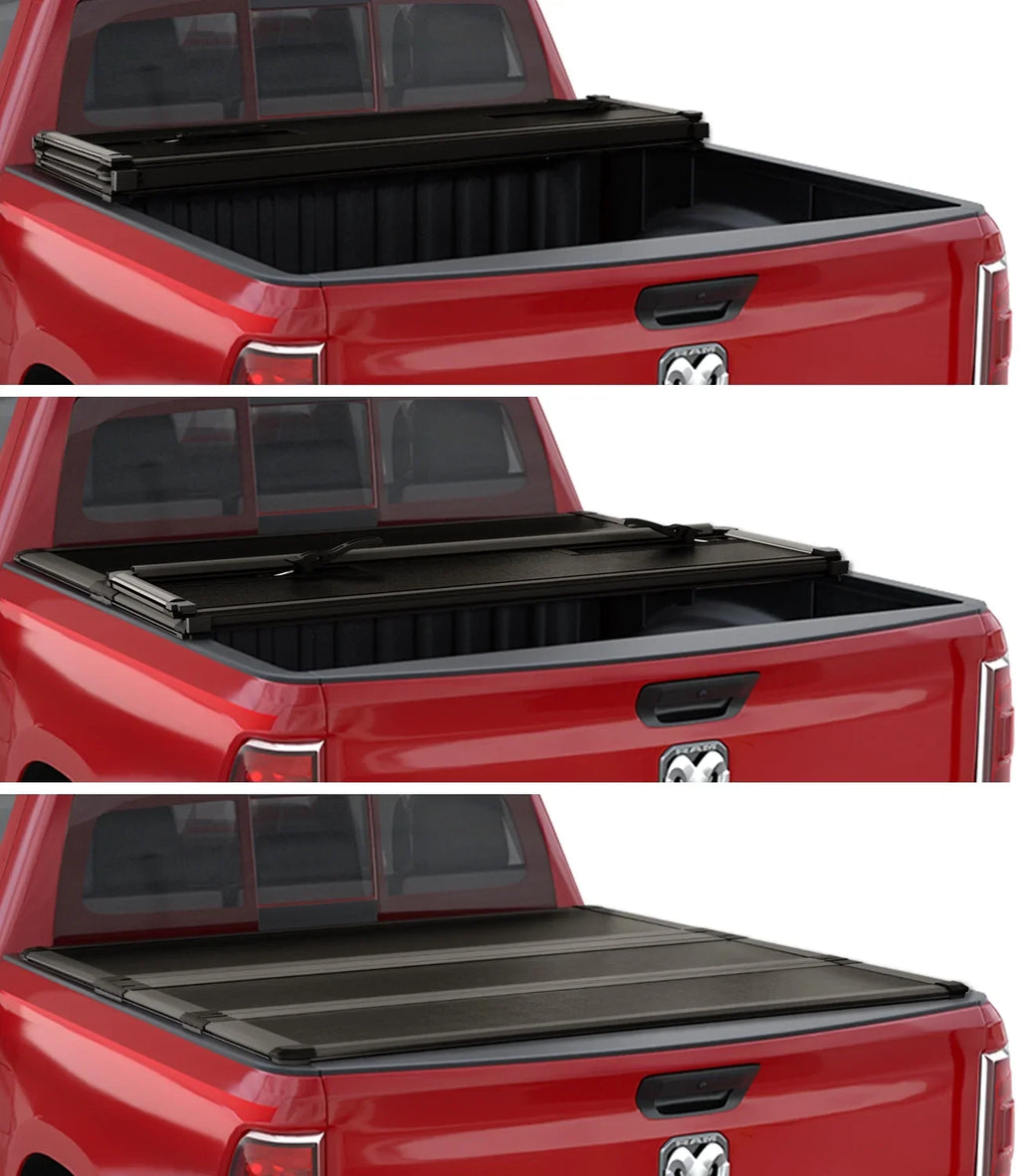 Kikito Professional FRP Hard Tri-Fold Truck Bed Tonneau protector for 2003-2024 Ram 1500 2500 3500 6.4ft (74.6in) Bed Without | Rambox & Deckrail System |