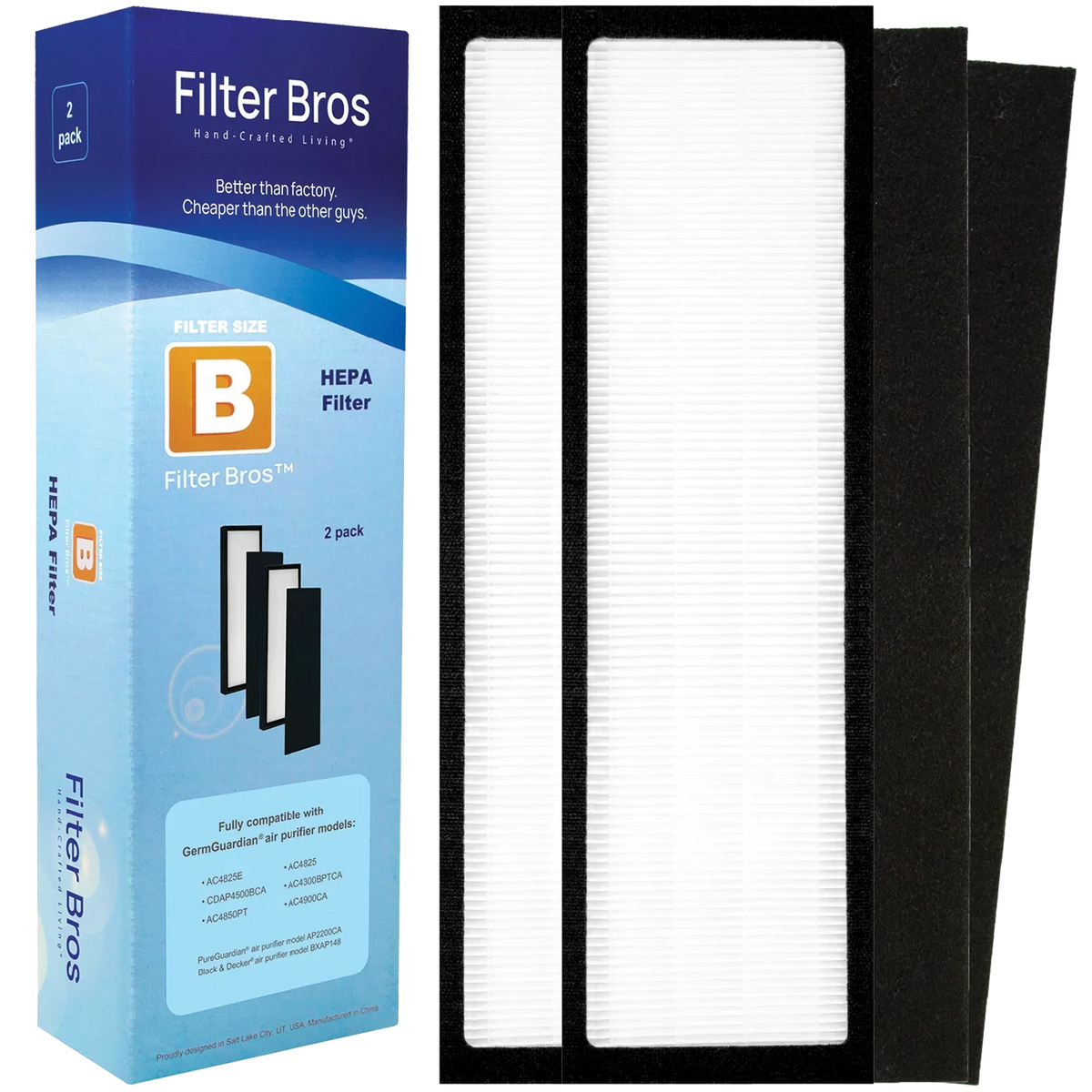 Filter Bros HEPA Filter B Replacement suitable With GermGuardian FLT48252PK - AC4825, AC4870, AC4825DLX, Home Air Cleaner Guardian Purifiers with Technologies, AC4900CA, CDAP4500BCA, and CDAP4500WCA