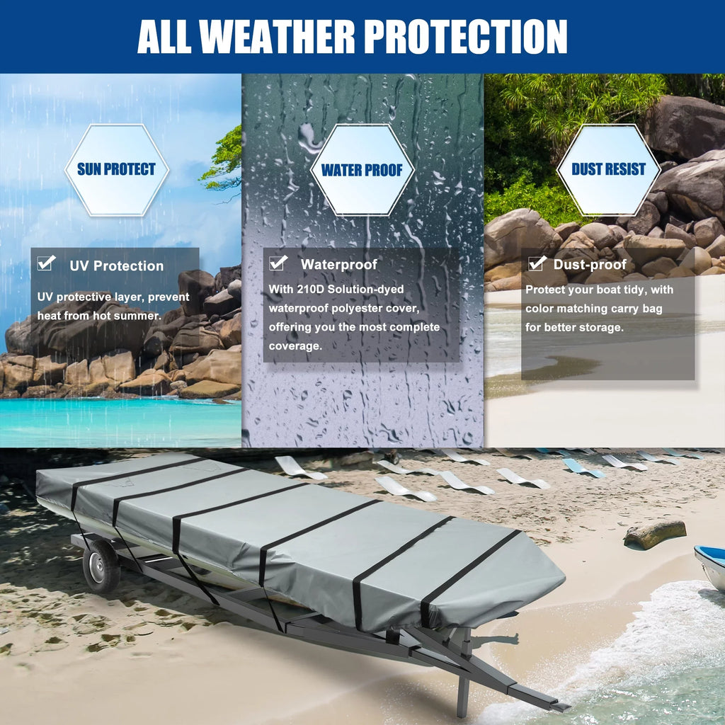 Unique Bargains 1 Set 12"-14"x56" Jon ship wrap 210D Polyester Air Vents Waterproof Sunshine Resist ship protector Gray