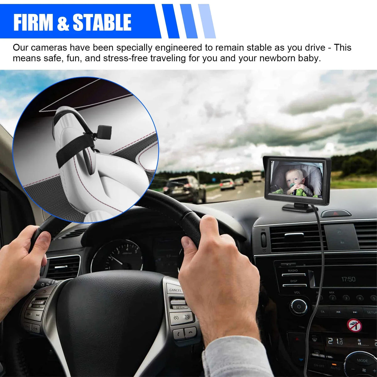 Car Back Seat Camera, EEEkit 12V Baby Car Mirror with 4.3-inch HD Screen, Night Vision, 120° Wide Crystal Clear View, Rear Facing Safety Car Seat Mirror Camera Observe the Baby's Every Move, Black