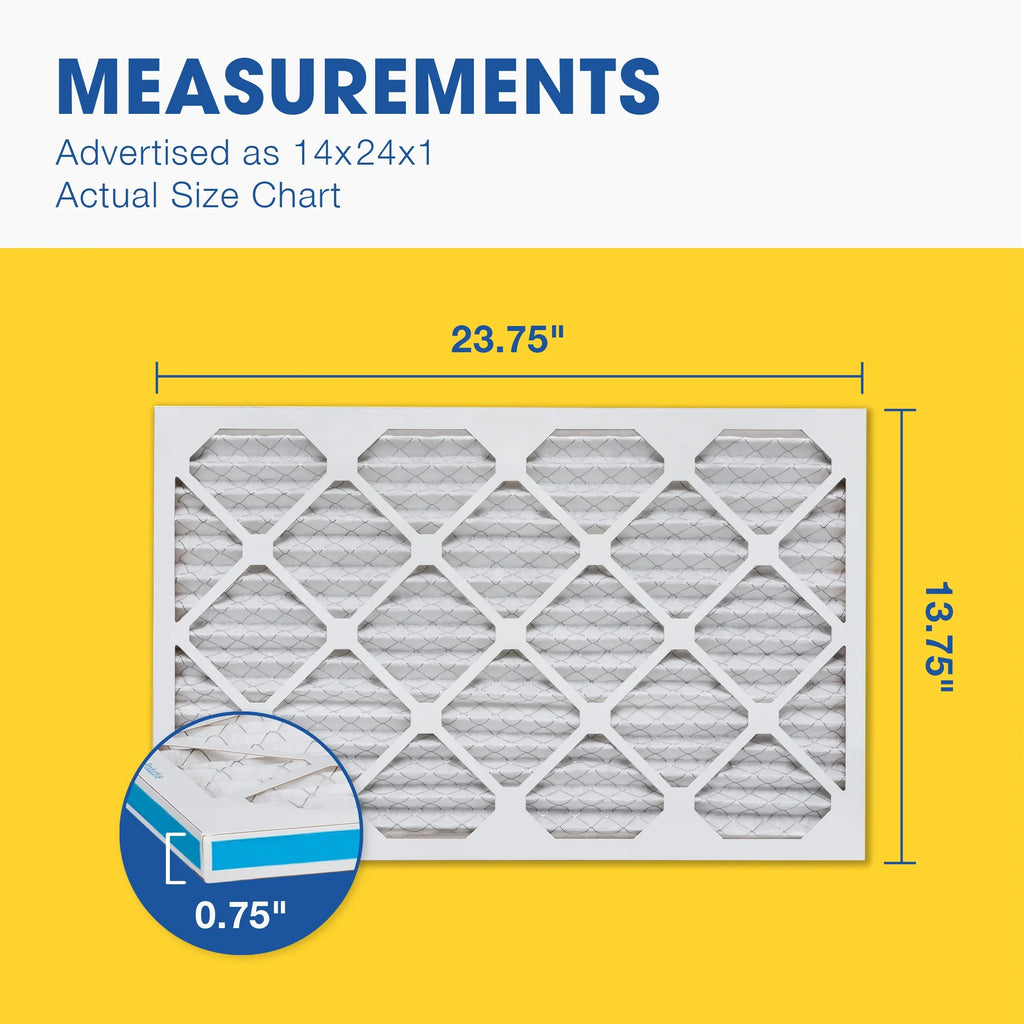 Aerostar 14x24x1 MERV  13, Pleated Air Filter, 14x24x1, Box of 6, Made in the USA