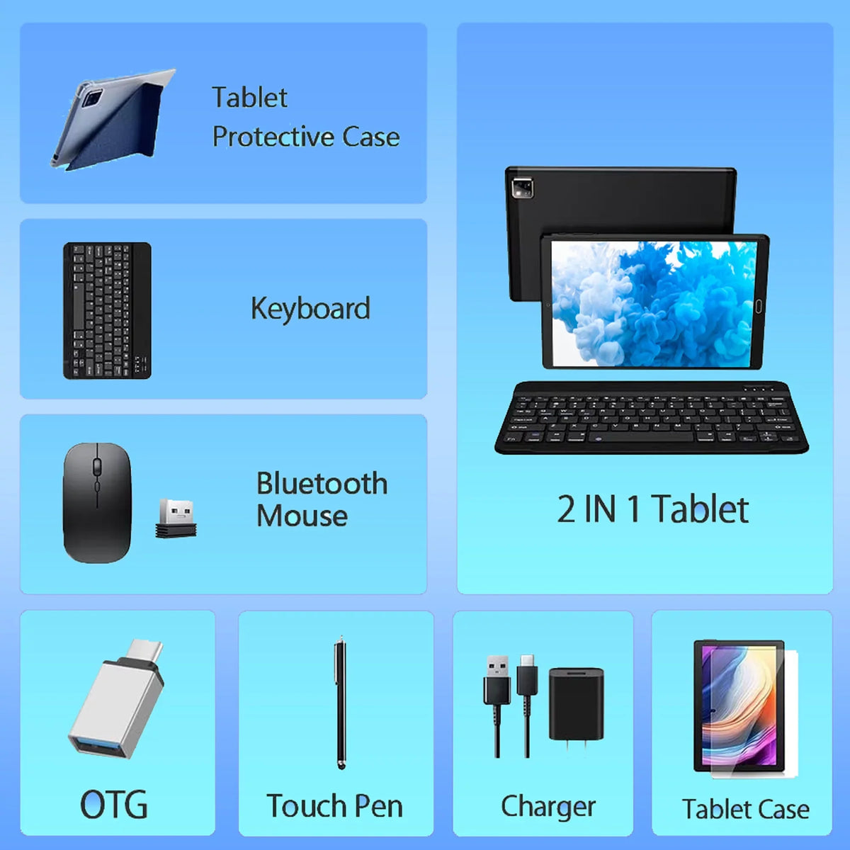 10 inch Tablet Android 11 Tablets  with Keyboard, 4GB RAM 64GB ROM 128GB Expand, 5G/2.4G Wi-Fi, HD IPS Display, 6000mAh Tablet PC with Case,Mouse,GMS Certified,Black