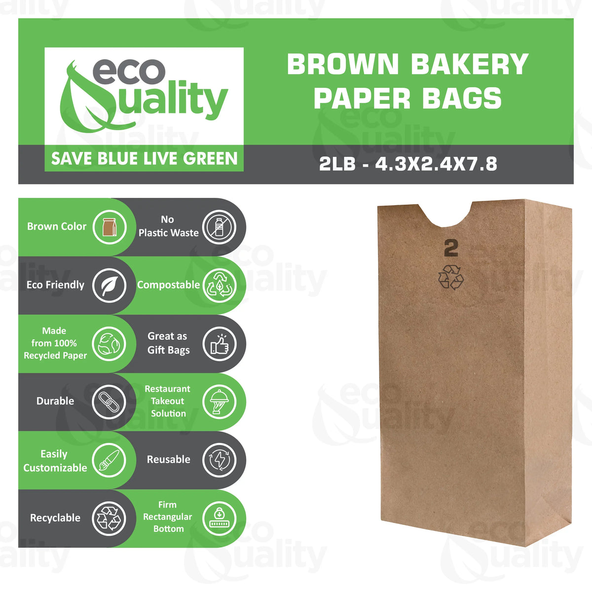 [1500 Count] Mini Brown Kraft Paper Bag (2 lb) Small - Paper Lunch Bags, Small Snacks, Gift Bags, Grocery, Merchandise, Party Bags (4 5/16" x 2 7/16" x 7 7/8") (2 Pound Capacity) by EcoQuality