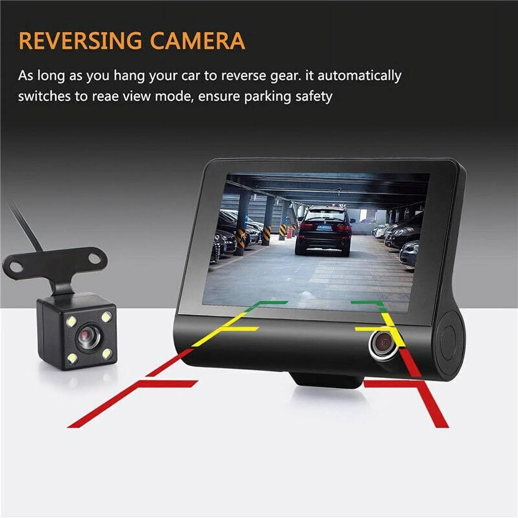 Xhy Car Dual Lens Dash Cam 1080P 4" HD DVR Front/Rear/Built-In Video Camera Driving Recorder G-Sensor, Motion Detection and Parking Monitoring