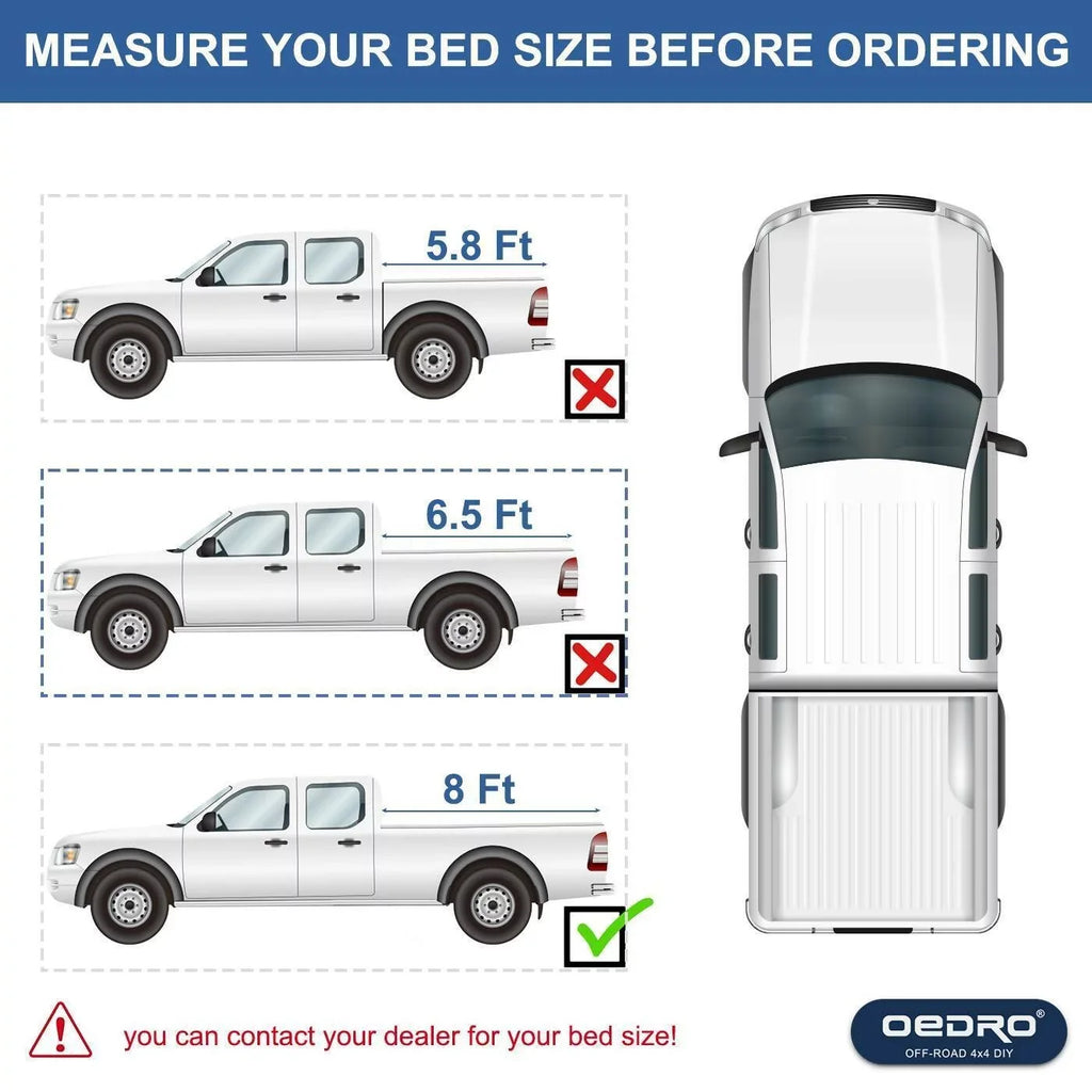 Ledkingdomus 8 Ft Soft Quad Fold Truck Bed Tonneau wrap for 02-23 Dodge Ram 1500 /Ram 2500 3500