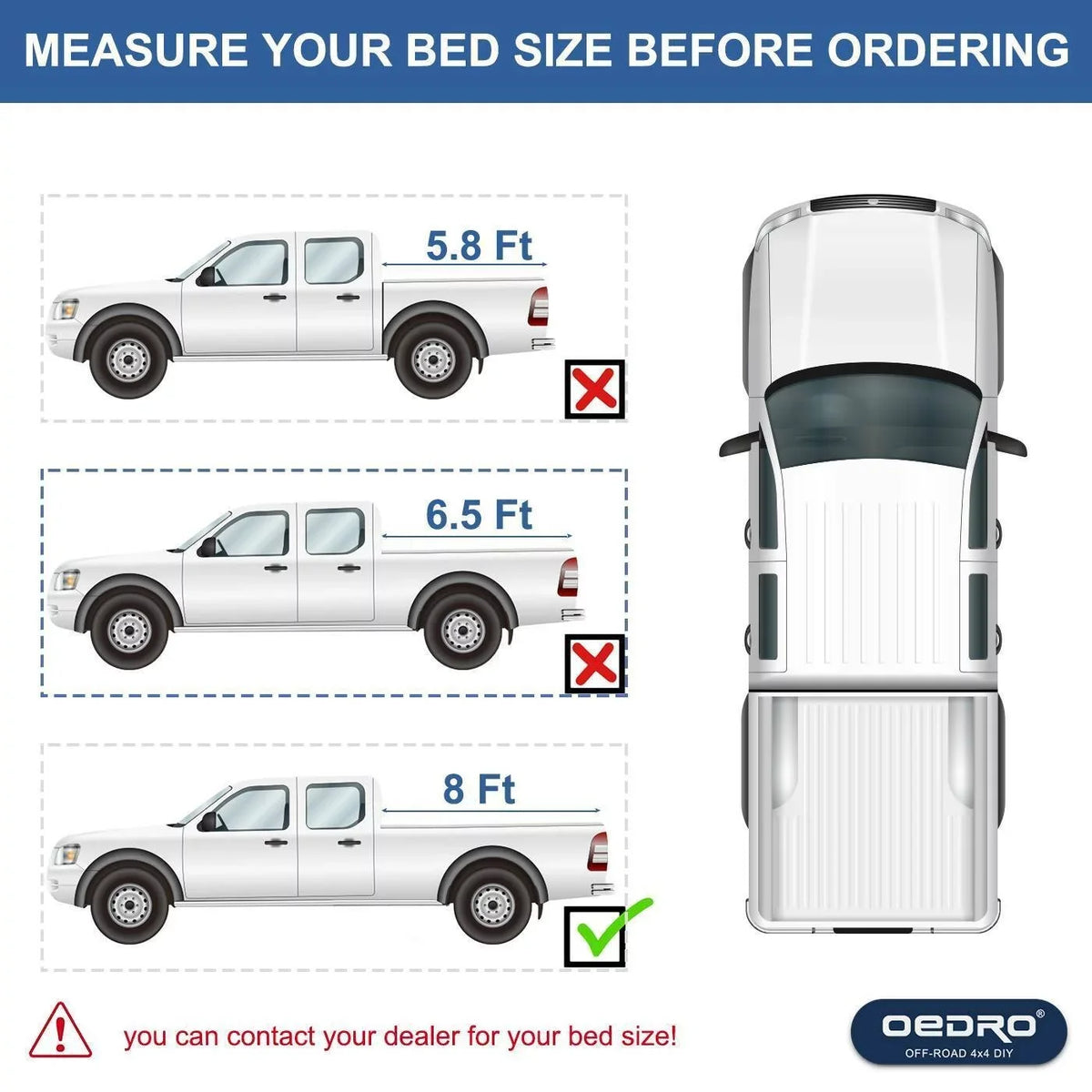 Ledkingdomus 8 Ft Soft Quad Fold Truck Bed Tonneau wrap for 02-23 Dodge Ram 1500 /Ram 2500 3500