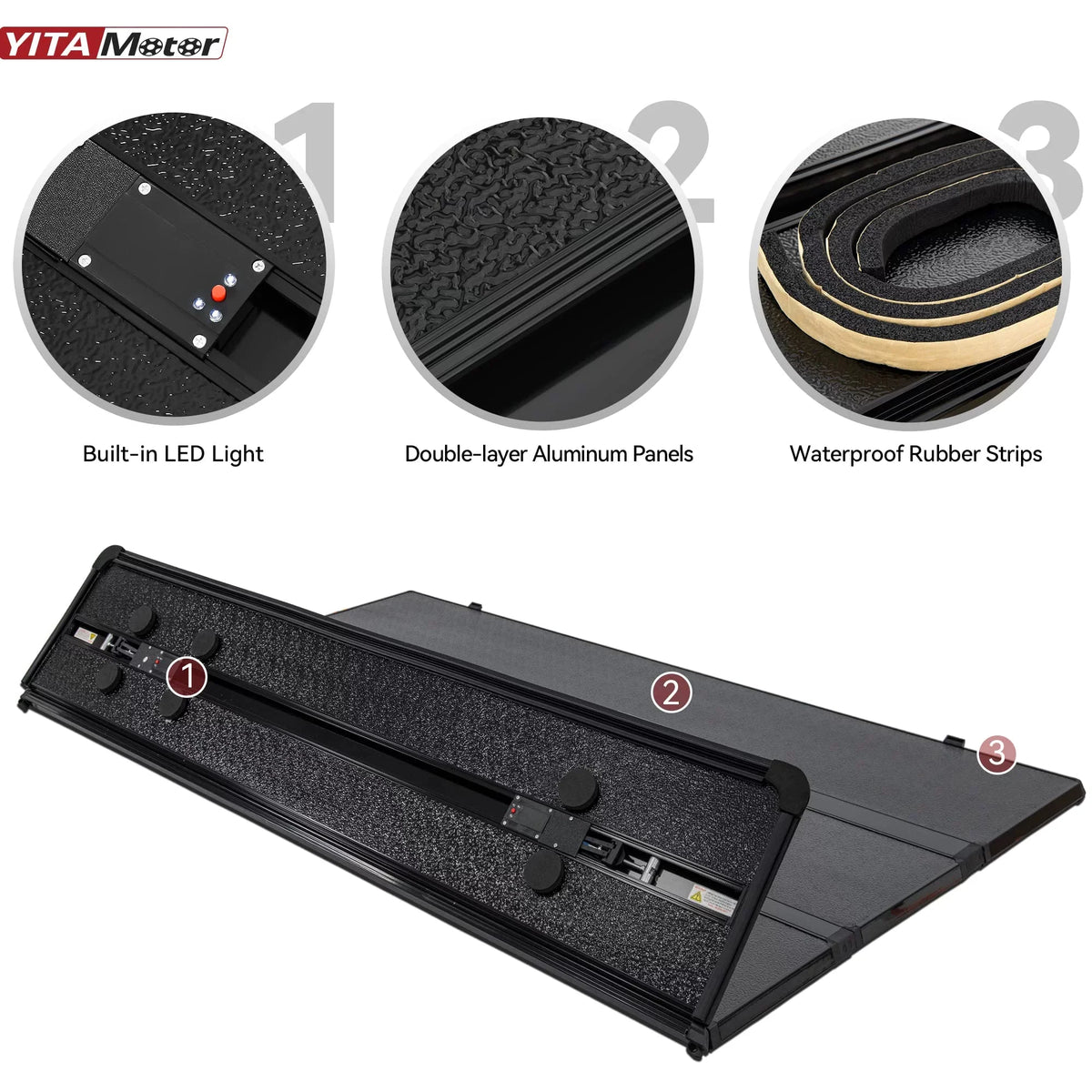 Ledkingdomus 8 ft 96.3" Bed Tonneau wrap Soft Quad-Fold for 2002-2023 Dodge Ram 1500 2500 3500