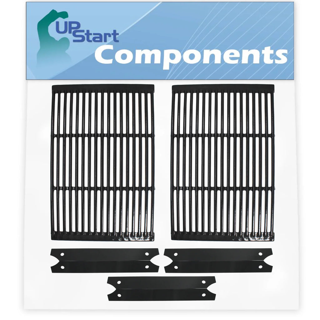 2 BBQ Grill Cooking Grates & 3 Heat Shield Plate Tent Replacement Parts for Charmglow 810-7440-S - appropriate Barbeque Porcelain Enameled Cast Iron Grid 19" & Flame Tamer, Flavorizer Bar