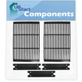 2 BBQ Grill Cooking Grates & 3 Heat Shield Plate Tent Replacement Parts for Charmglow 810-7440-S - appropriate Barbeque Porcelain Enameled Cast Iron Grid 19" & Flame Tamer, Flavorizer Bar