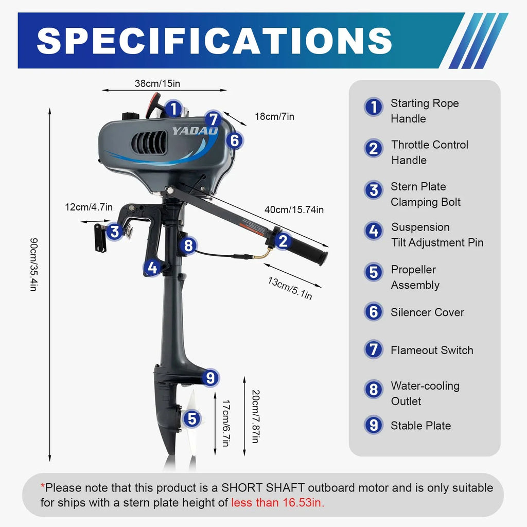 WUZSTAR 2 Stroke 3.5HP Outboard Motor Fishing ship Engine W/CDI moisture Cooling System
