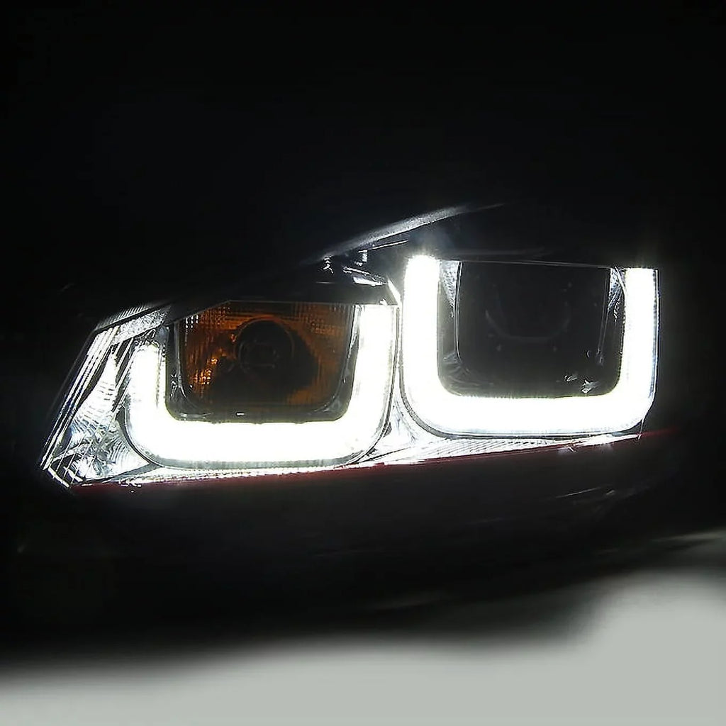 AKKON - For 10-14 VW GOLF GTI [Red Stripe Dual U-Halo] LED Tube Black Bazel Projector Headlight Pair