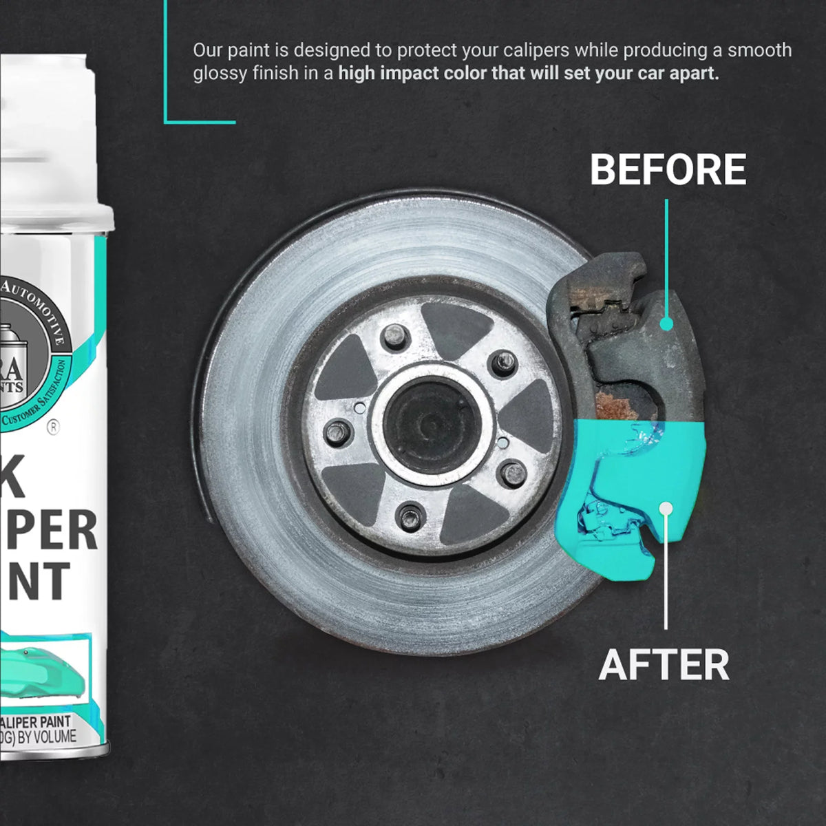 ERA Paints Teal Brake Caliper Paint Kit With Omni-Curing Catalyst - 2K Aerosol High Gloss Chemical immune and Extremely Durable Against Color Fade and Brake Fluid