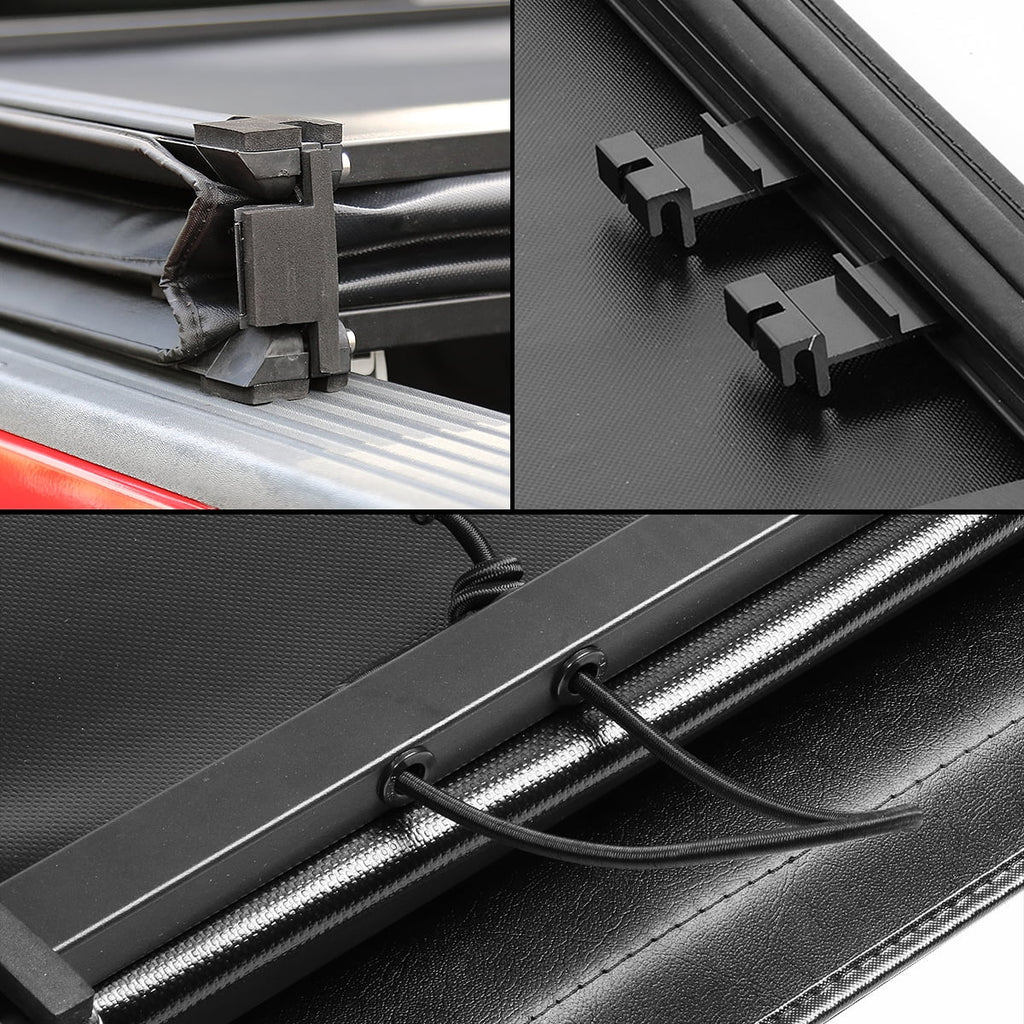 DNA Motoring TTC-TRISOFT-060 for 2016 to 2019  Tacoma 6' Bed Fleetside Adjustable Tri-Fold Soft Top Trunk Tonneau protector 17 18