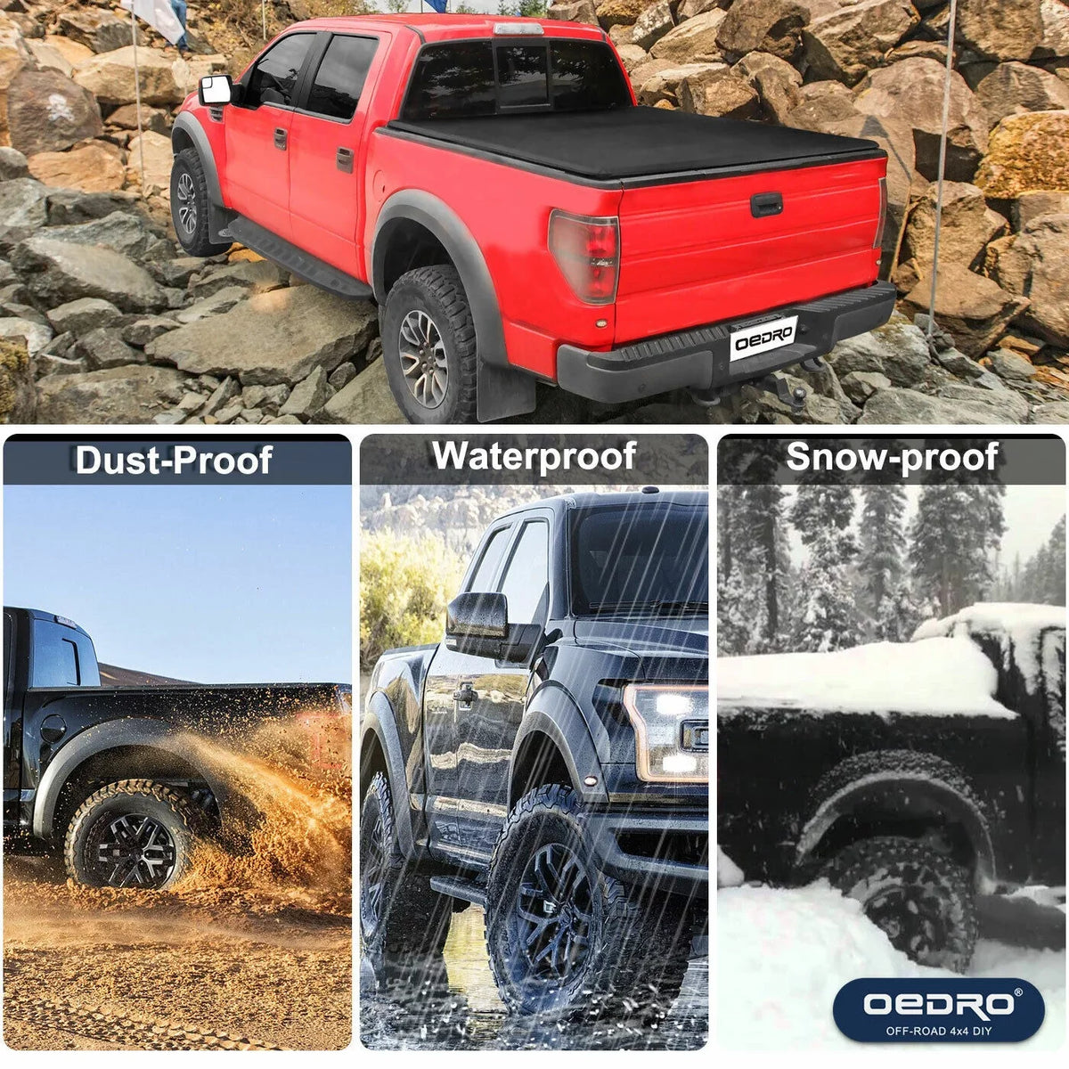 Ledkingdomus 8 Ft Soft Quad Fold Truck Bed Tonneau wrap for 02-23 Dodge Ram 1500 /Ram 2500 3500