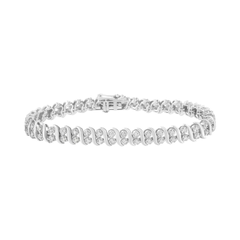 .925 Sterling Silver 1 cttw Double Row Miracle-Set Diamond Tennis Bracelet (I-J, I3-Promo)