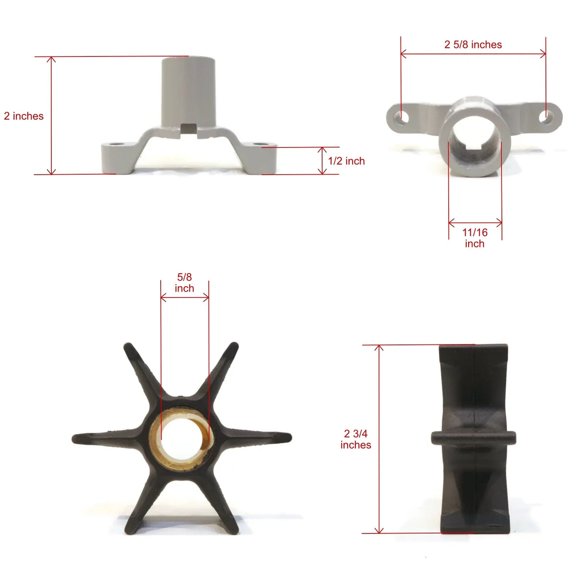 The ROP Shop | liquid Pump Impeller Kit for 1979 Evinrude, Johnson 9.9, 50, 55  Outboard craft