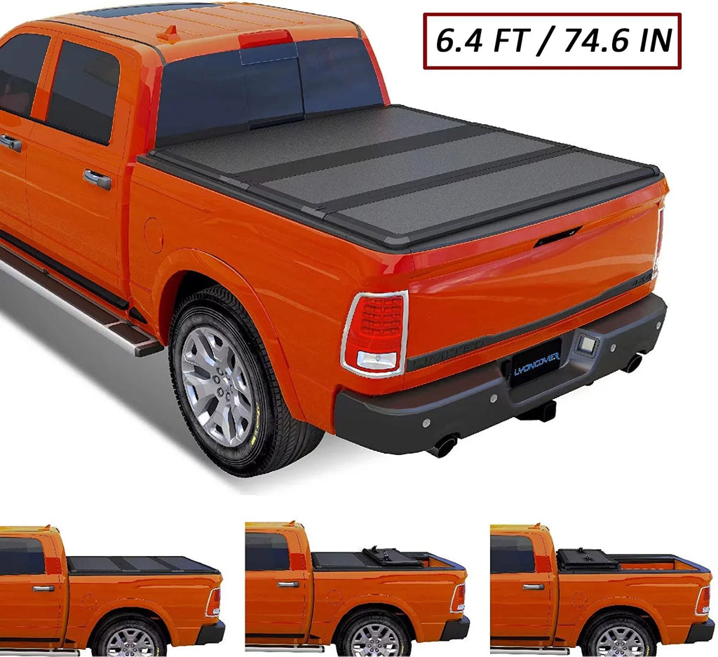 Kikito Professional FRP Hard Tri-Fold Truck Bed Tonneau protector for 2003-2024 Ram 1500 2500 3500 6.4ft (74.6in) Bed Without | Rambox & Deckrail System |