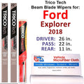 2018  Explorer Beam Blade Wipers (Set of 3) w/Rear Wiper