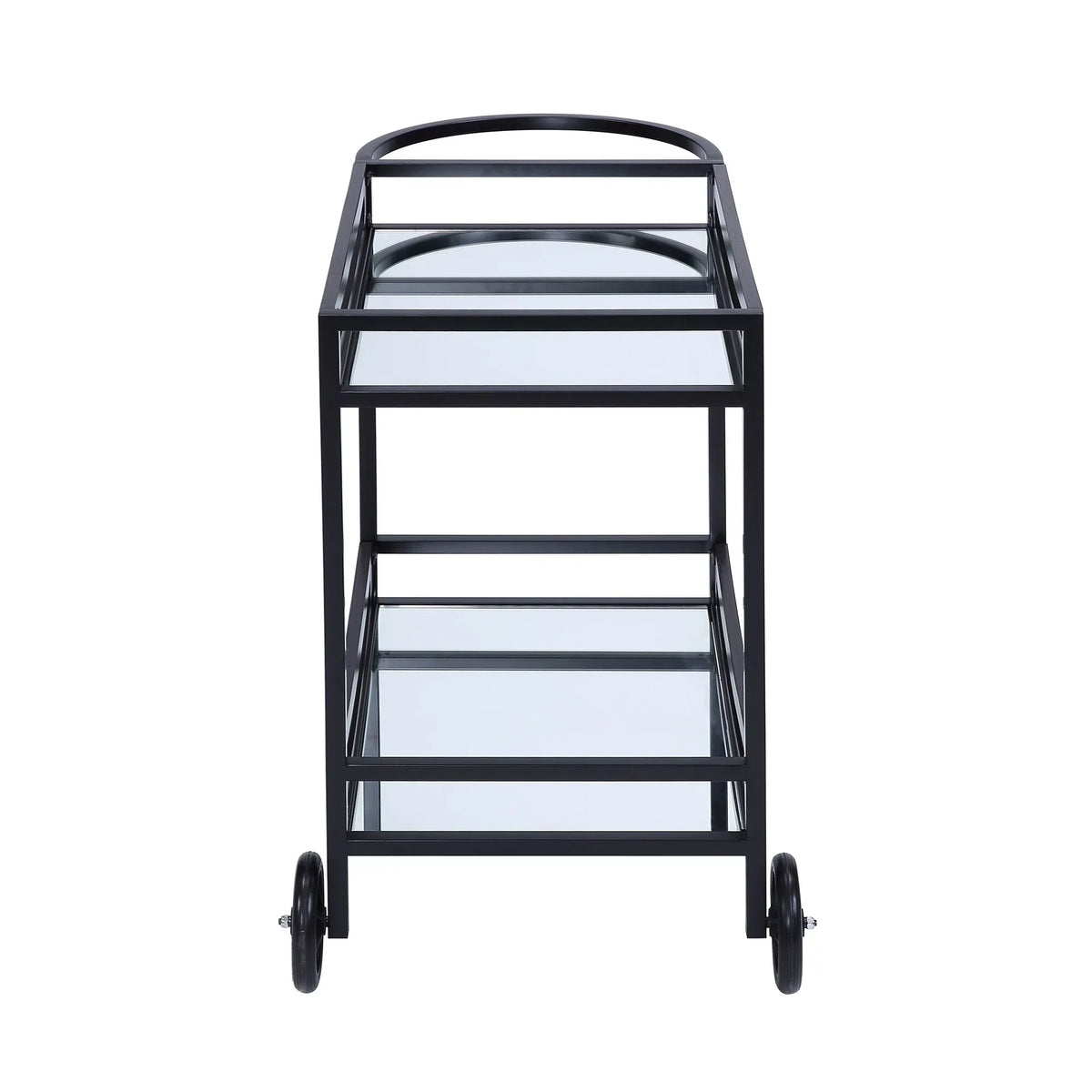 BESTCOSTY Kitchen Carts Serving Cart, Black Finish Metal & Wood