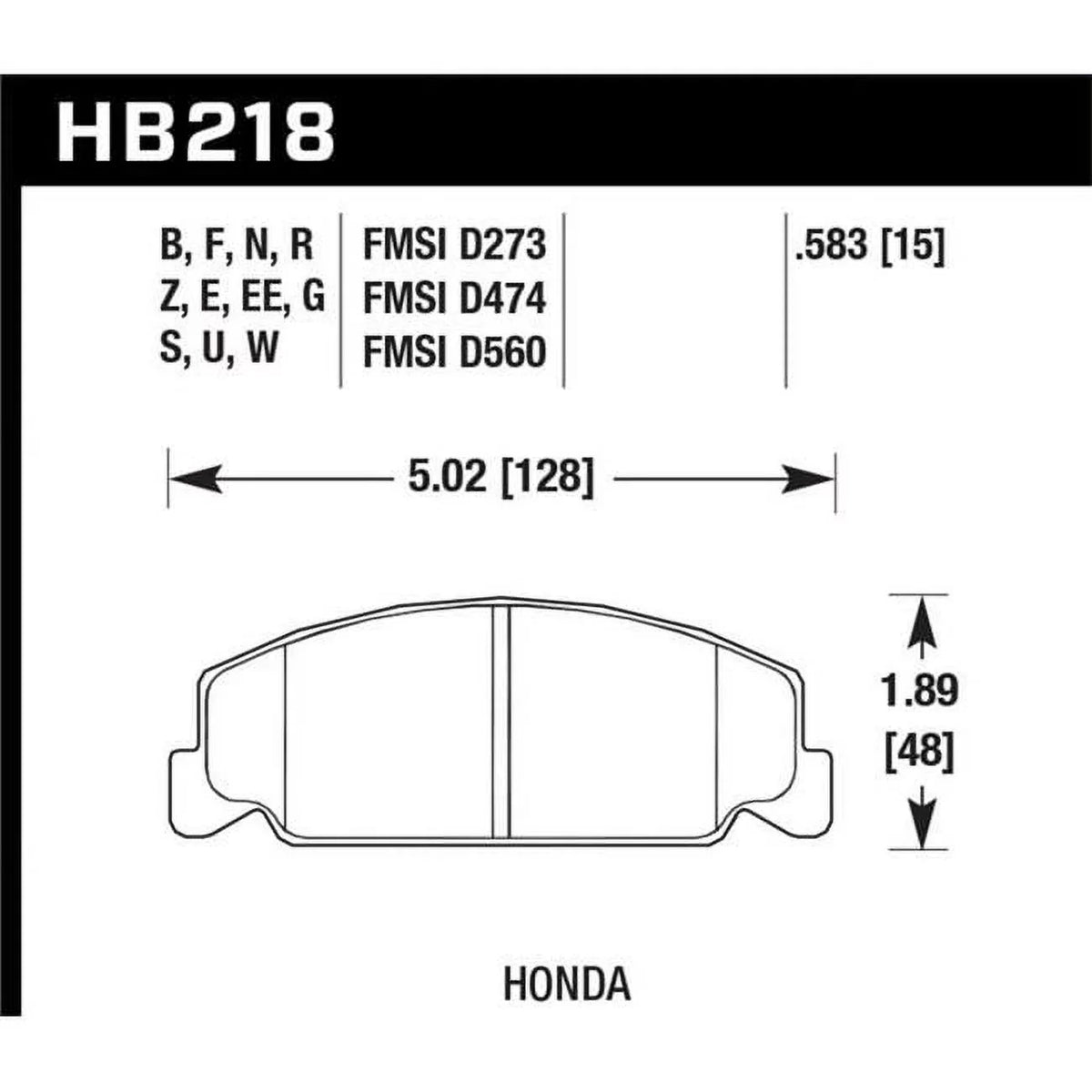 Hawk Performance  Street Front Brake Pads for 1988-1989 Civic SI, 1992-2000 Civic CX & 1988-2000 DX 1998-2000 GX HPS