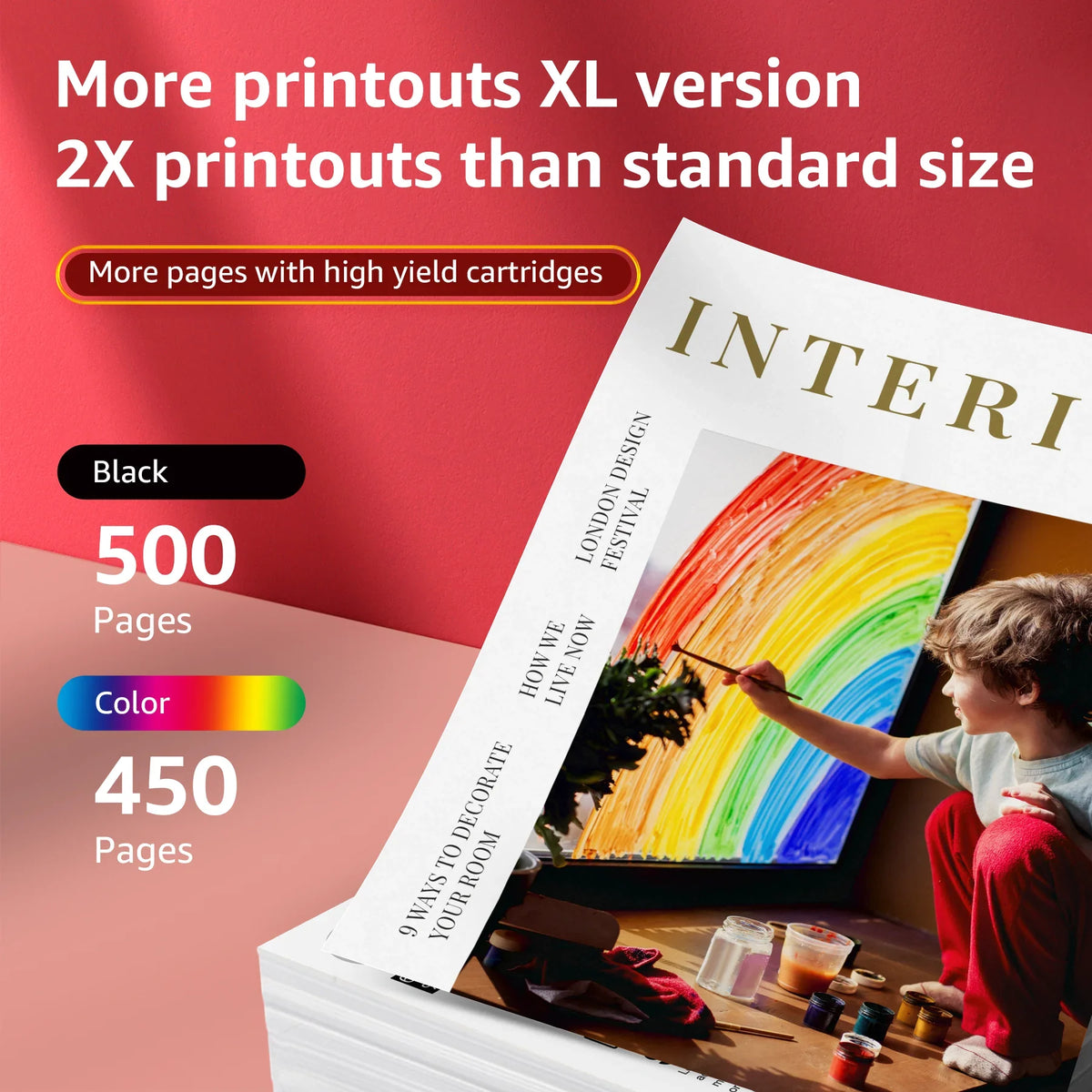 275XL 276XL Ink Cartridge Replacement for  PG-275 CL-276 275 276 Combo XL matching with  PIXMA TS3520 TS3522 TS3500 TR4720 TR4722 TR4700 Printer(1 Black, 1 Color)