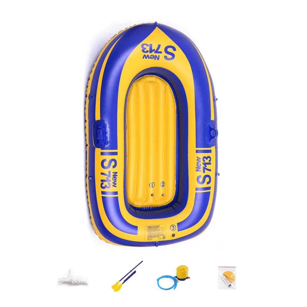Eccomum 1-People PVC Inflatable ship liquid Sports Dinghy Fishing Rowing Raft Outdoor River Lake Kayak with 2 Paddle Oars