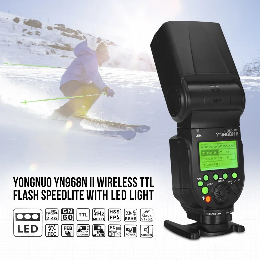 YONGNUO Camera Flash,Yn968n Ii 5600k Dslr Cameras Dslr Cameras suitable Yn968n Wireless Ttl Speedlite 1/8000s Speedlite 1/8000s Hss Built-in Led 5600k Cameras appropriate With matching With Yn622n