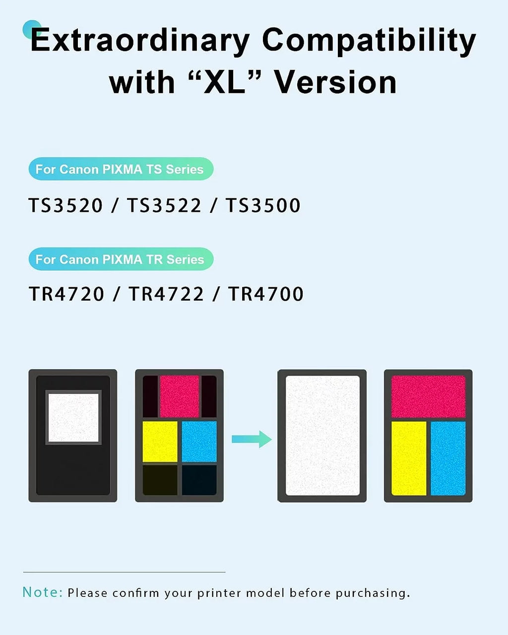 275XL 276XL Ink Cartridge for  Ink 275 and 276 PG-275 XL CL-276 XL High Capacity Combo Pack suitable with  PIXMA TS3500 TS3520 TS3522 TR4700 TR4720 TR4722 Printer (1 Black, 1 Tri-Color)