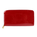 Pre-Owned LOUIS VUITTON Louis Vuitton Zippy Wallet Long M90200 Monogram Vernis Surise Red Round Zipper Zip Gold Metal Fittings (Good)