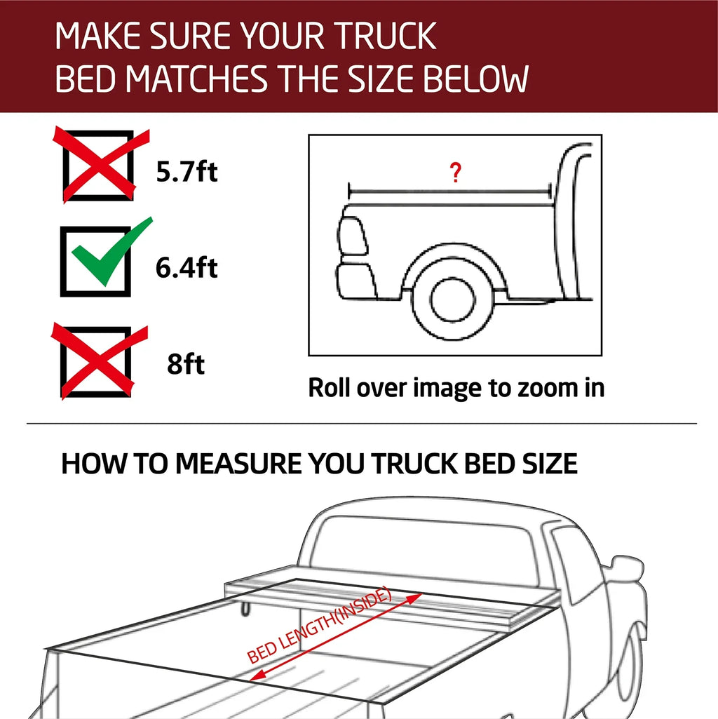 Kikito Professional FRP Hard Tri-Fold Truck Bed Tonneau protector for 2003-2024 Ram 1500 2500 3500 6.4ft (74.6in) Bed Without | Rambox & Deckrail System |