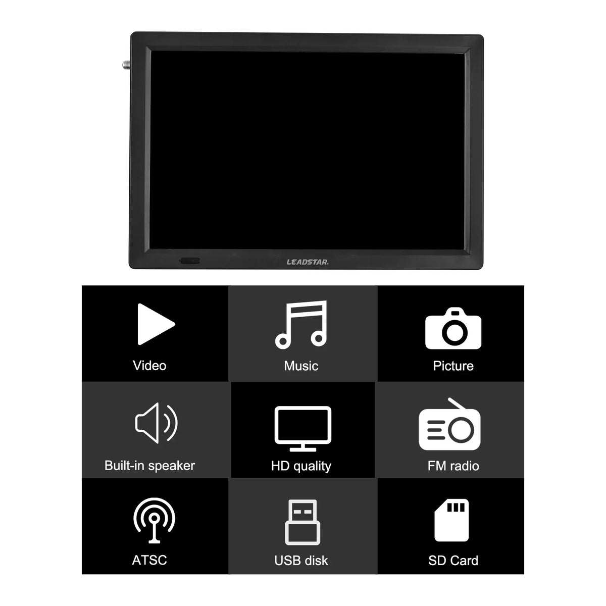 LEADSTAR D14 14-inch ATSC Digital TV Player Portable TV Car Television Multimedia Player  Radio  Card U Disk Playback with Remote Control