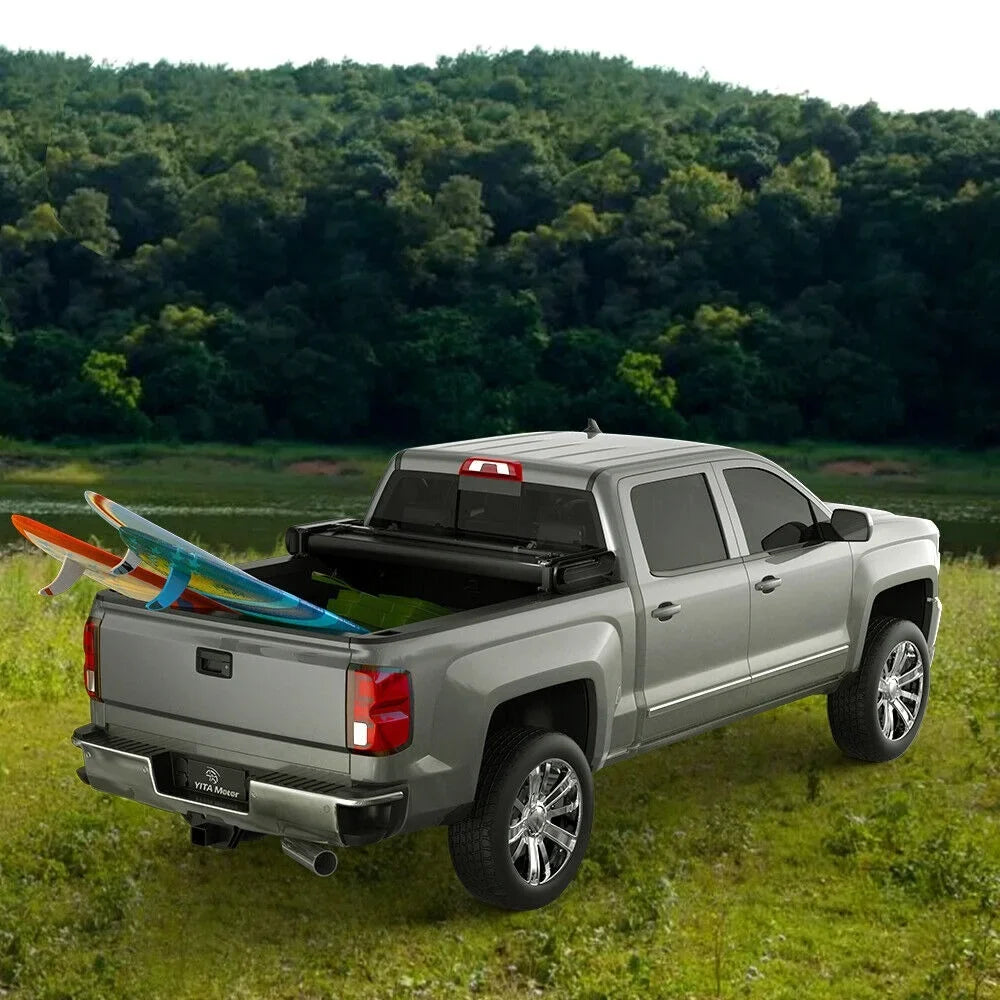 Ledkingdomus 8 ft 96.3" Bed Tonneau wrap Soft Quad-Fold for 2002-2023 Dodge Ram 1500 2500 3500