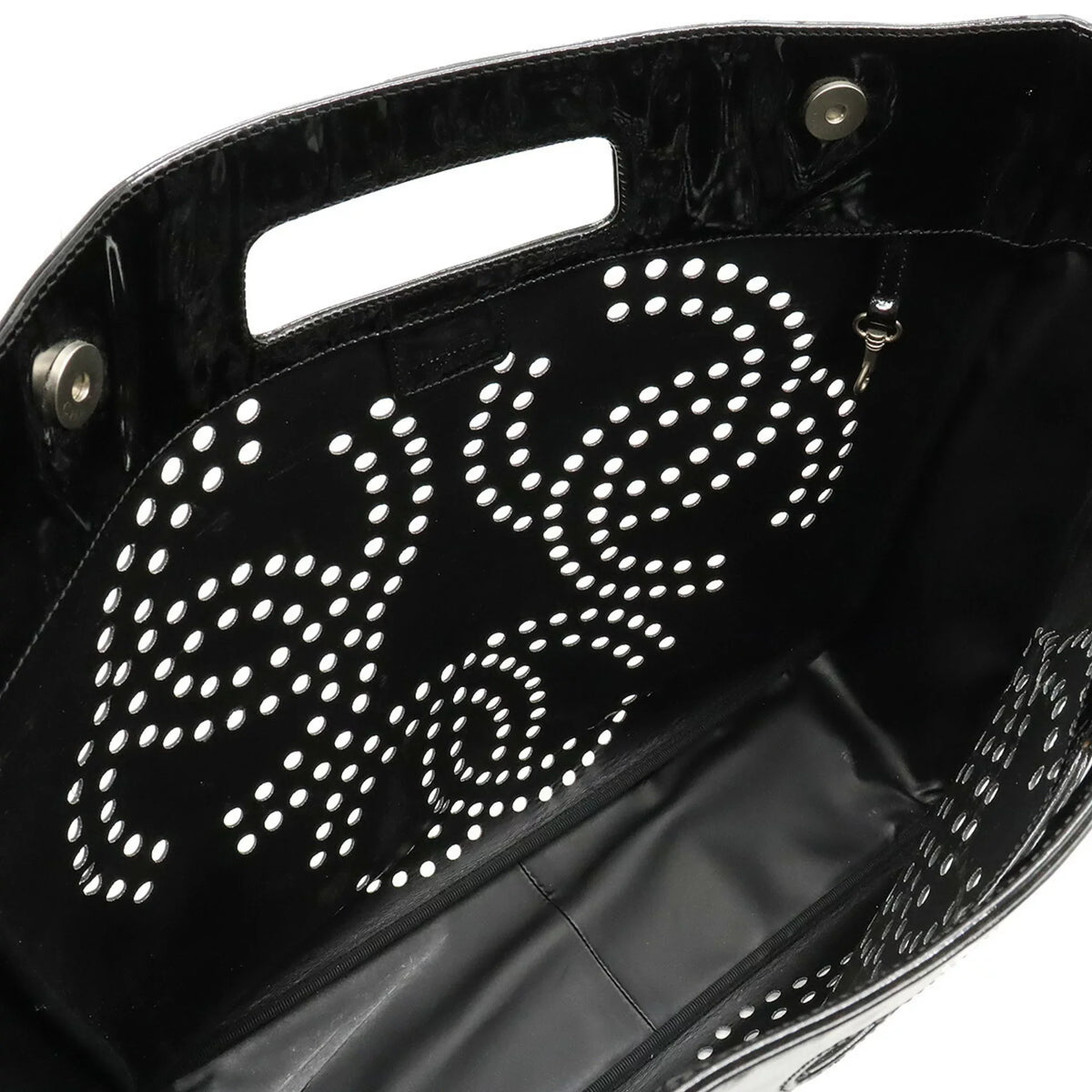 Pre-Owned CHANEL Chanel here mark triple coco punching handbag enamel black (Good)