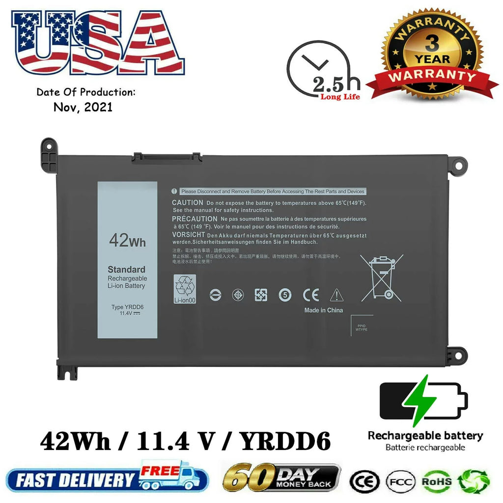 Type YRDD6 Battery For  Inspiron 14 5000 2-in-1 5480 5482 series VM732 FAST