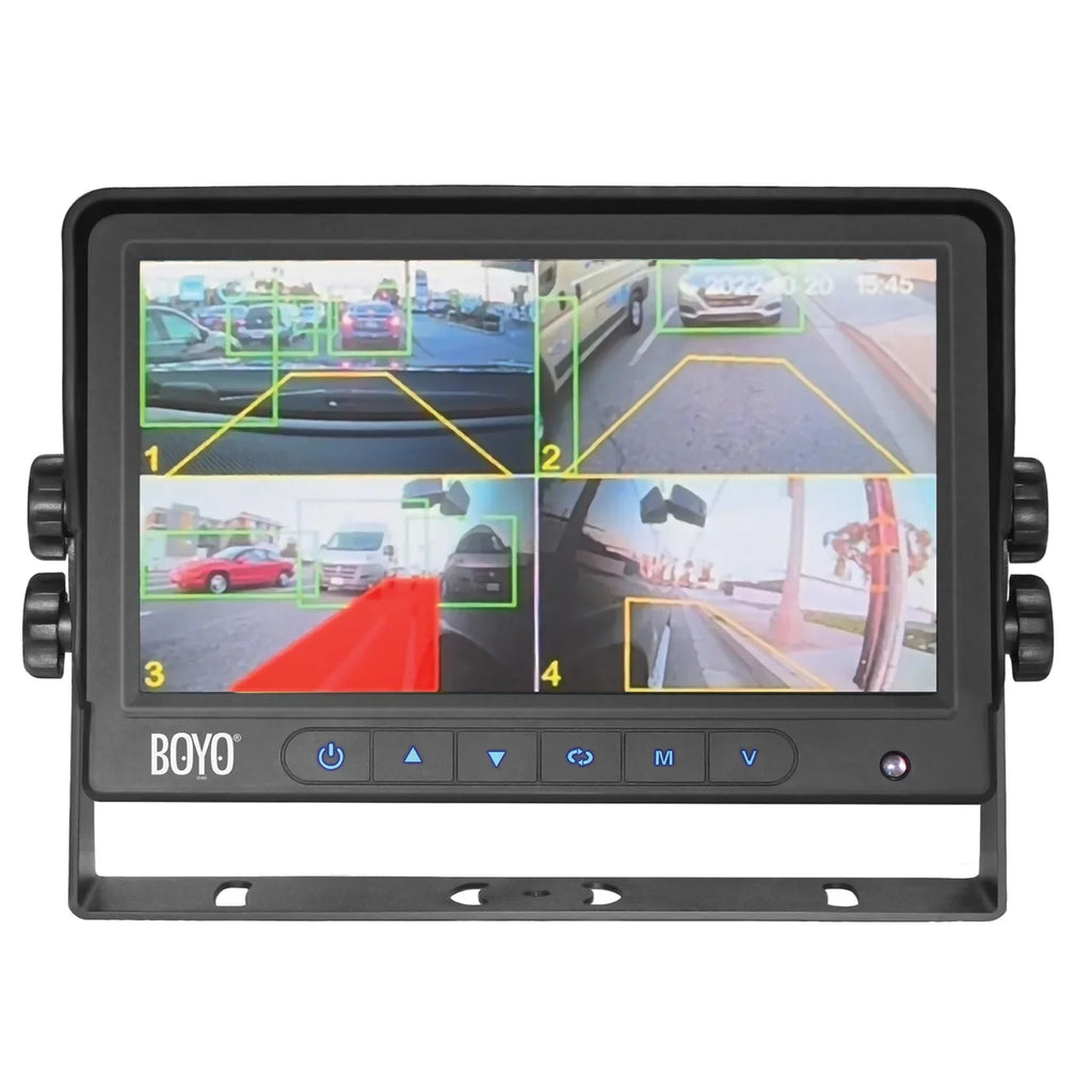 4-Channel AHD Monitor and 4-Camera System with Intelligent Detection and Warning Alert, VTC700AI-4. BOYO Vision VTC700AI-4 7-In