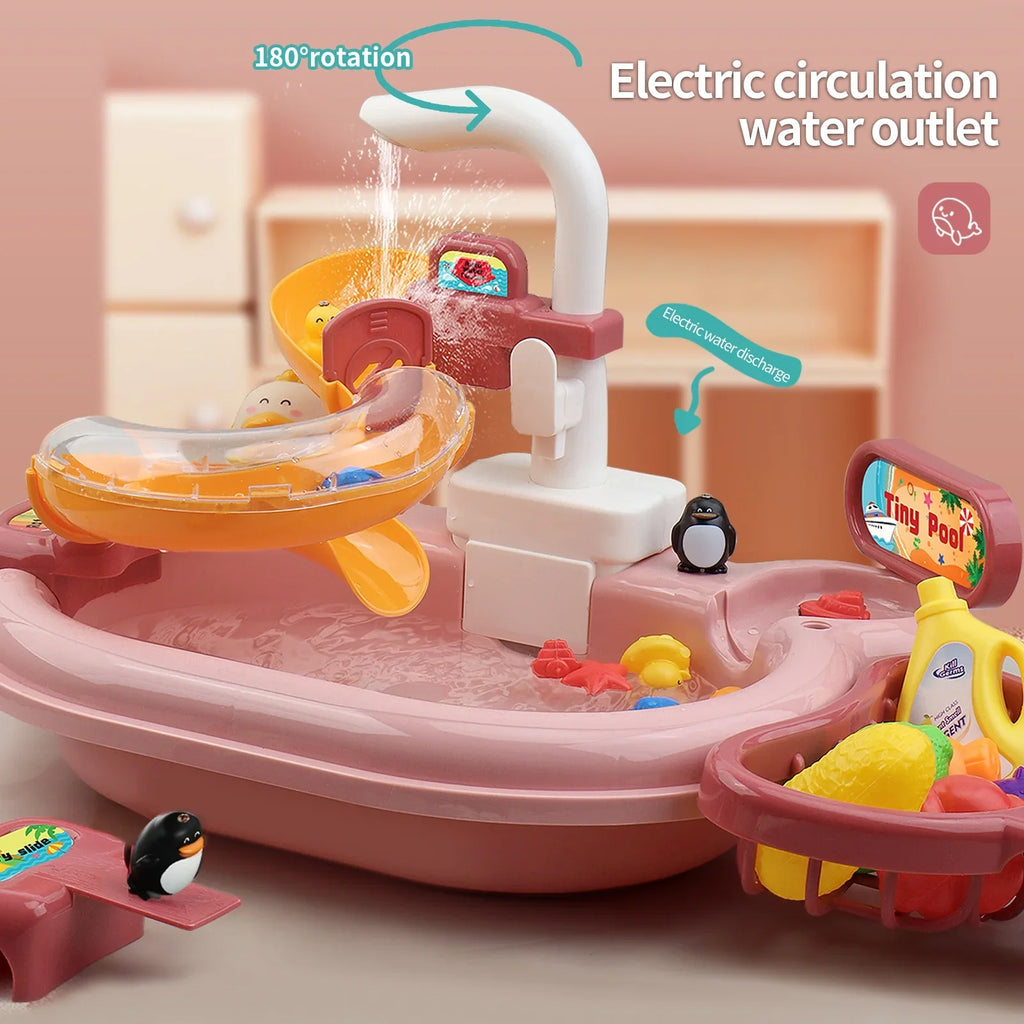 Nebublu Furnishing articles,Kitchen aqua A aqua Kitchen Dishwasher Pretend Role Play Slide 22pcs Kitchen 180rotatable With A 2-in-1 Kitchen aqua Slide Toddler Toy Sink With aqua Pretend Owsoo